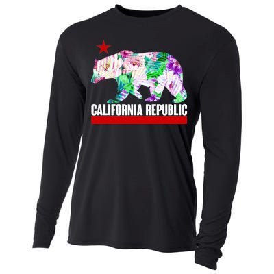 Floral California Republic Bear Tropical Bear Cooling Performance Long Sleeve Crew