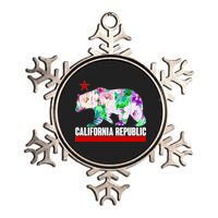 Floral California Republic Bear Tropical Bear Metallic Star Ornament