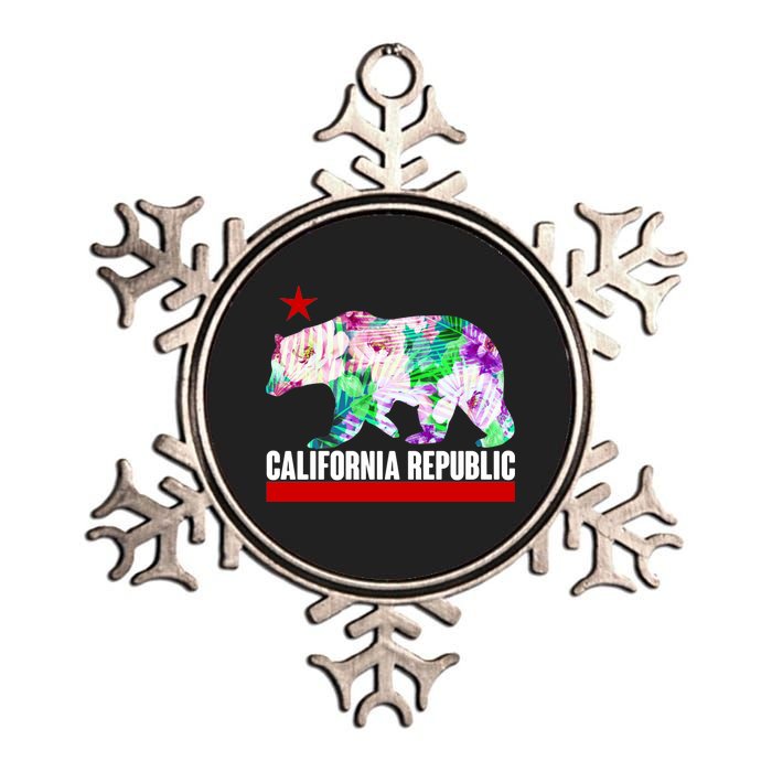 Floral California Republic Bear Tropical Bear Metallic Star Ornament