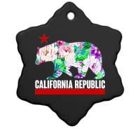 Floral California Republic Bear Tropical Bear Ceramic Star Ornament