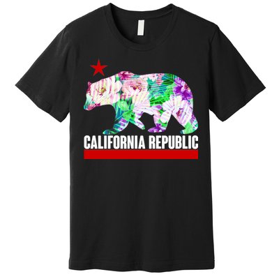 Floral California Republic Bear Tropical Bear Premium T-Shirt