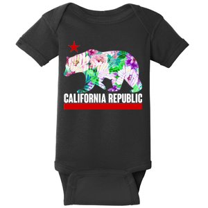 Floral California Republic Bear Tropical Bear Baby Bodysuit