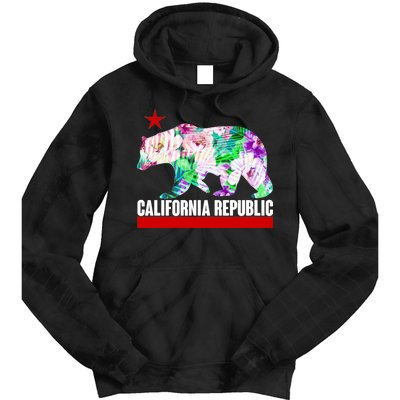 Floral California Republic Bear Tropical Bear Tie Dye Hoodie