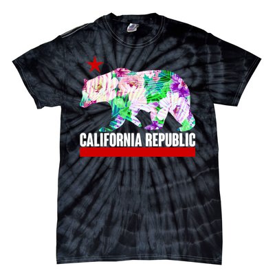 Floral California Republic Bear Tropical Bear Tie-Dye T-Shirt