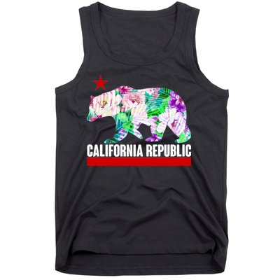 Floral California Republic Bear Tropical Bear Tank Top