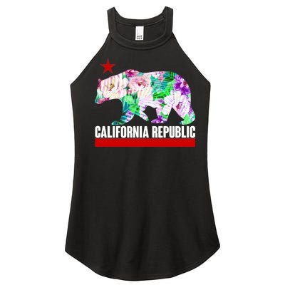 Floral California Republic Bear Tropical Bear Women’s Perfect Tri Rocker Tank