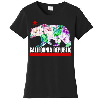 Floral California Republic Bear Tropical Bear Women's T-Shirt