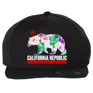 Floral California Republic Bear Tropical Bear Wool Snapback Cap