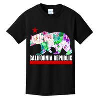 Floral California Republic Bear Tropical Bear Kids T-Shirt