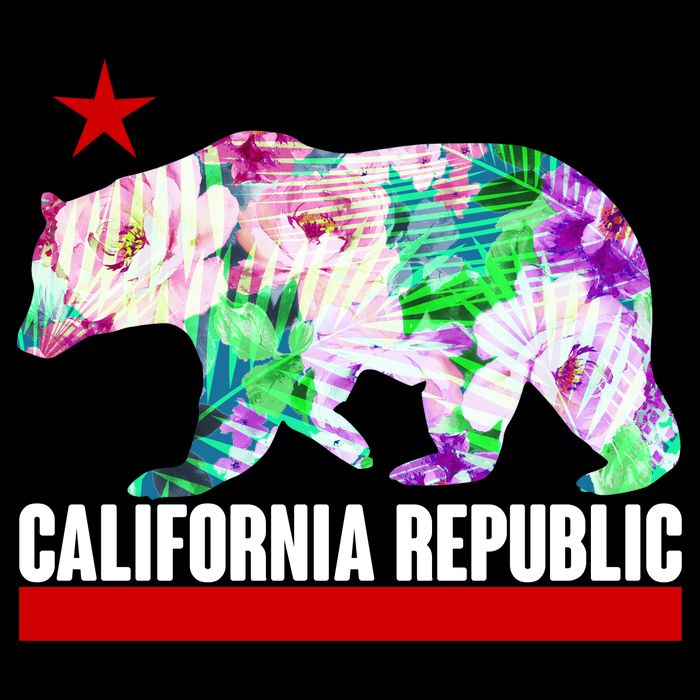 Floral California Republic Bear Tropical Bear Kids T-Shirt