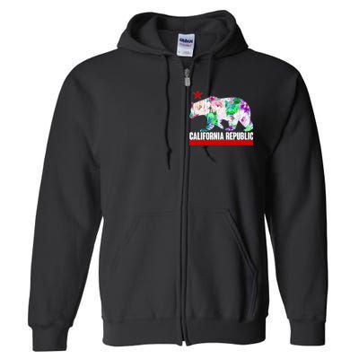 Floral California Republic Bear Tropical Bear Full Zip Hoodie