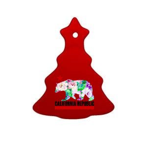 Floral California Republic Bear Tropical Bear Ceramic Tree Ornament