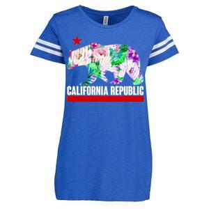 Floral California Republic Bear Tropical Bear Enza Ladies Jersey Football T-Shirt