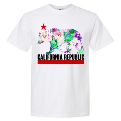 Floral California Republic Bear Tropical Bear Garment-Dyed Heavyweight T-Shirt