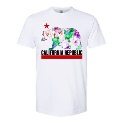 Floral California Republic Bear Tropical Bear Softstyle CVC T-Shirt