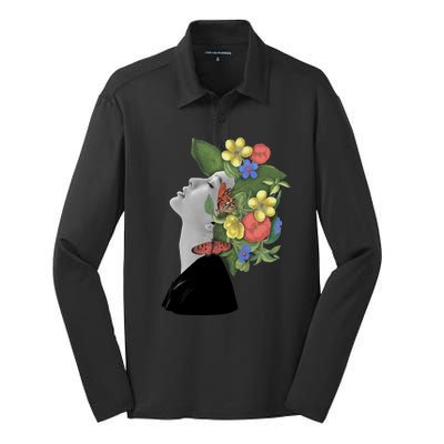 Floral Hat Art Silk Touch Performance Long Sleeve Polo