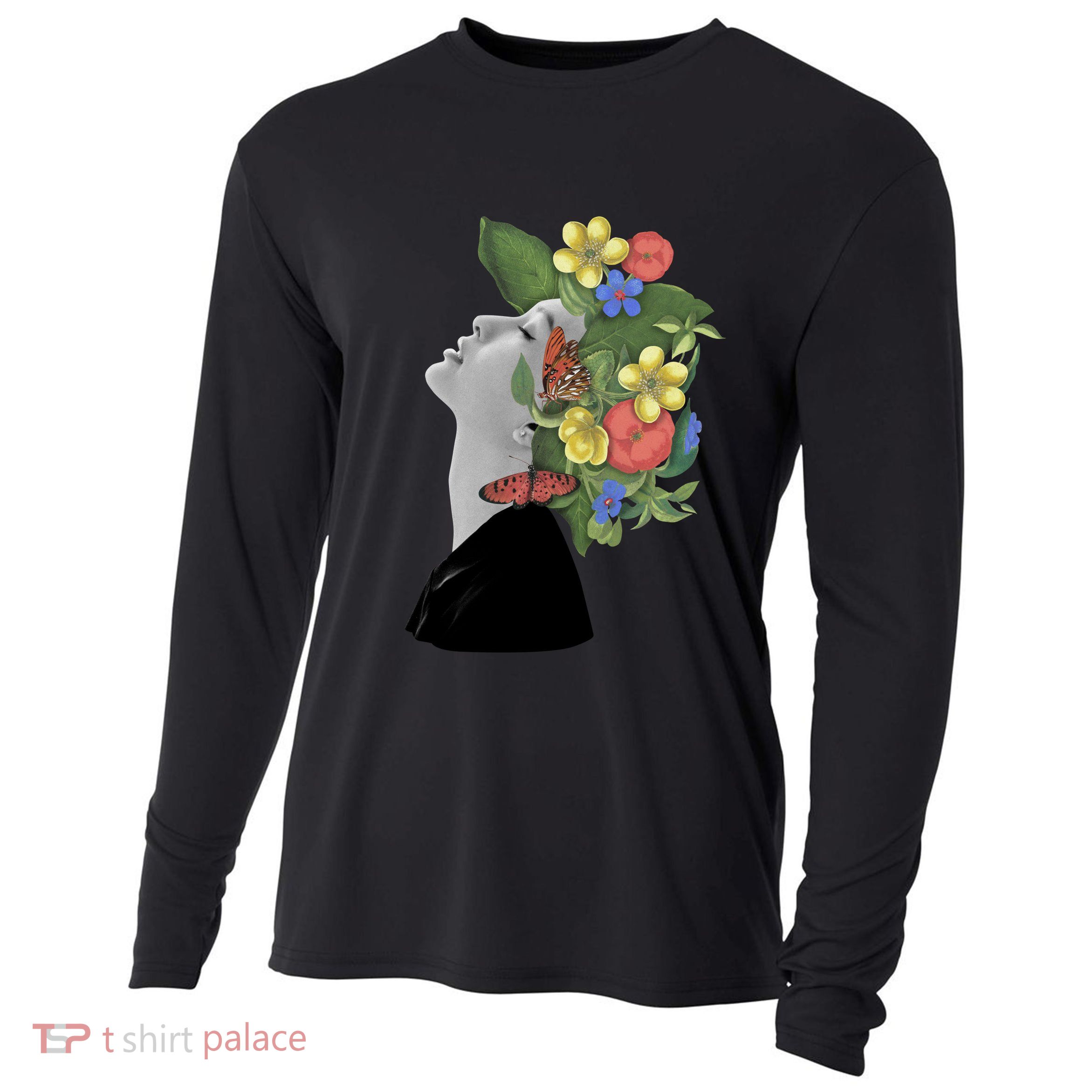 Floral Hat Art Cooling Performance Long Sleeve Crew