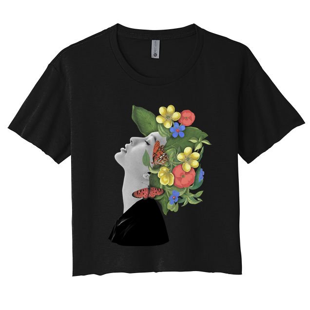 Floral Hat Art Crop Top
