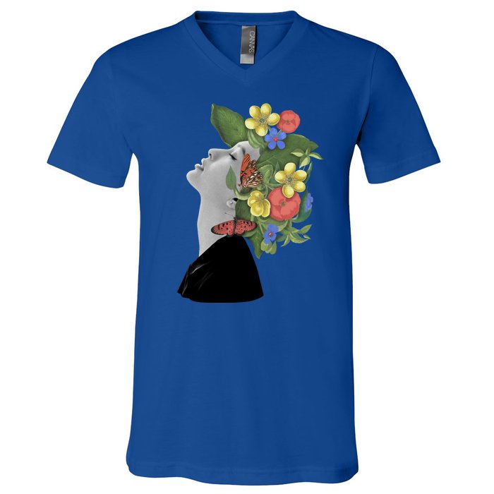 Floral Hat Art V-Neck T-Shirt