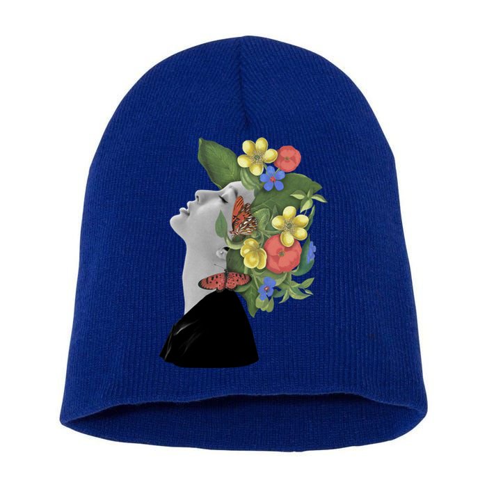 Floral Hat Art Short Acrylic Beanie