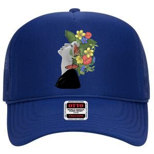 Floral Hat Art High Crown Mesh Back Trucker Hat