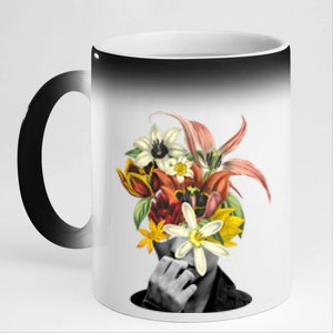 Floral Head Art 11oz Black Color Changing Mug