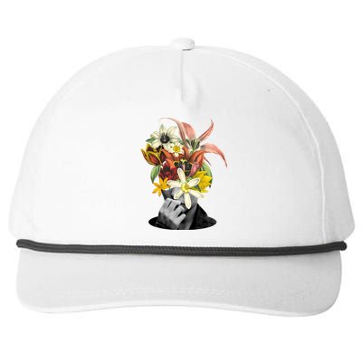 Floral Head Art Snapback Five-Panel Rope Hat