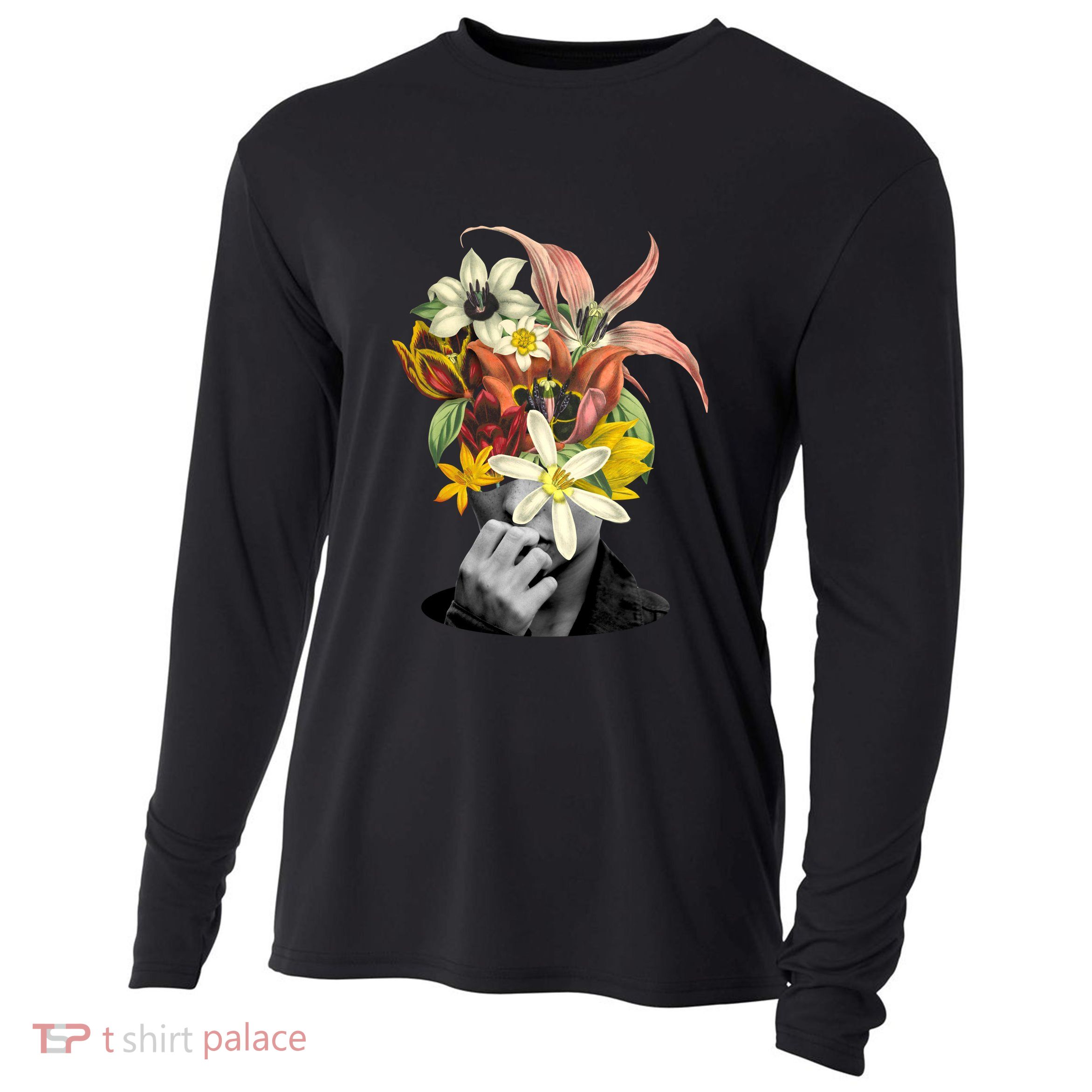 Floral Head Art Cooling Performance Long Sleeve Crew