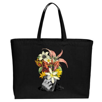 Floral Head Art Cotton Canvas Jumbo Tote