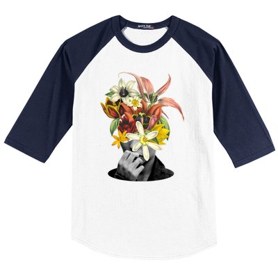 Floral Head Art Baseball Sleeve Shirt