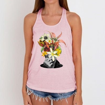 Floral Head Art Women's Knotted Racerback Tank