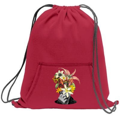 Floral Head Art Sweatshirt Cinch Pack Bag