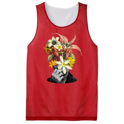 Floral Head Art Mesh Reversible Basketball Jersey Tank