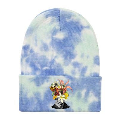 Floral Head Art Tie Dye 12in Knit Beanie