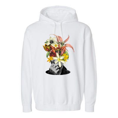 Floral Head Art Garment-Dyed Fleece Hoodie