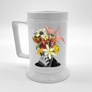 Floral Head Art Beer Stein