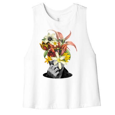 Floral Head Art Women's Racerback Cropped Tank