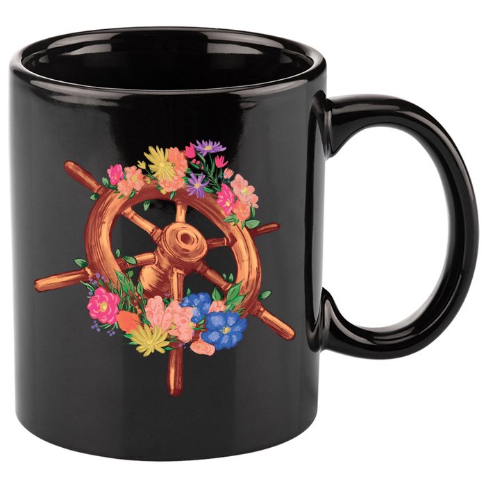 Floral Helm 11oz C Handle Ceramic Mug