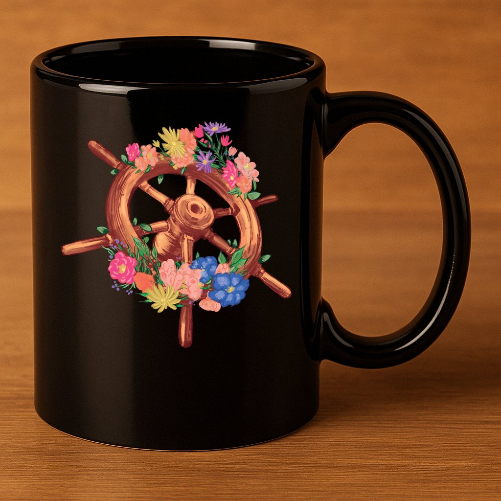 Floral Helm 11oz C Handle Ceramic Mug