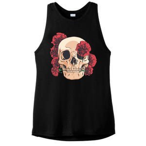 Floral Skull Ladies PosiCharge Tri-Blend Wicking Tank