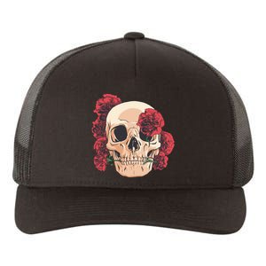 Floral Skull Yupoong Adult 5-Panel Trucker Hat