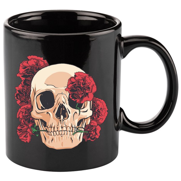 Floral Skull 11oz C Handle Ceramic Mug