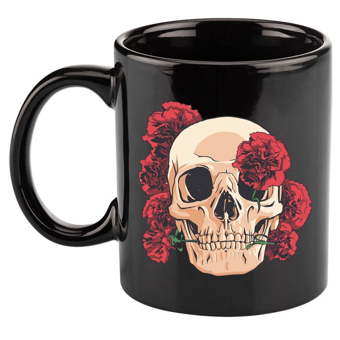 Floral Skull 11oz C Handle Ceramic Mug