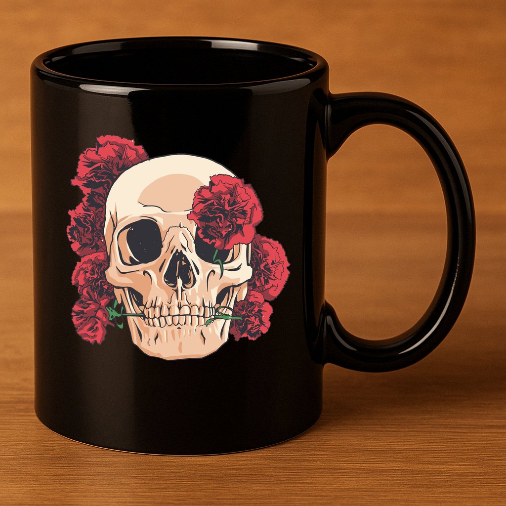 Floral Skull 11oz C Handle Ceramic Mug