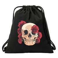 Floral Skull Drawstring Bag