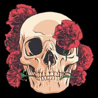 Floral Skull Drawstring Bag