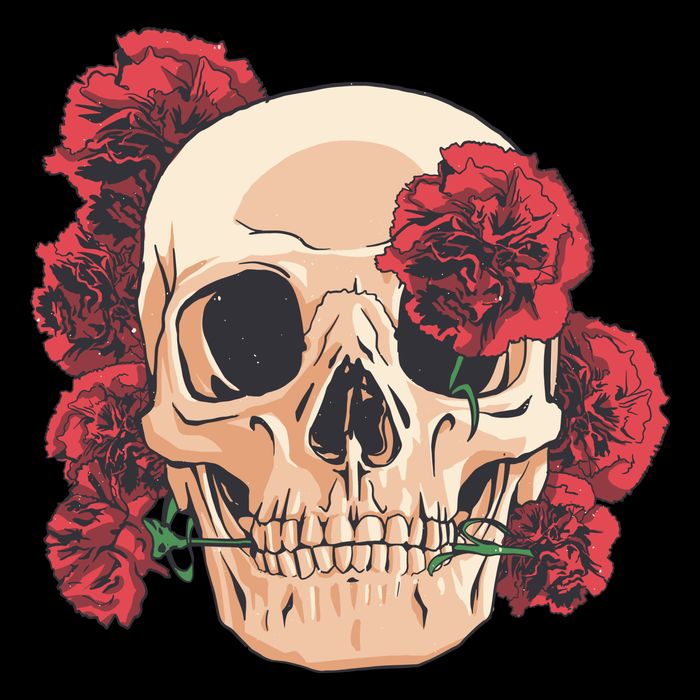 Floral Skull Drawstring Bag
