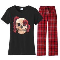 Floral Skull Women's Flannel Pajama Set