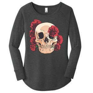 Floral Skull Women's Perfect Tri Tunic Long Sleeve Shirt