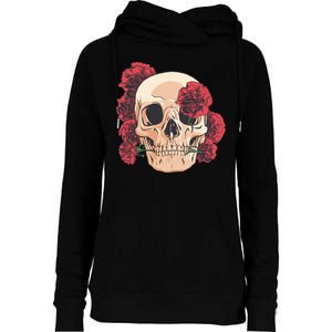 Floral Skull Womens Funnel Neck Pullover Hood